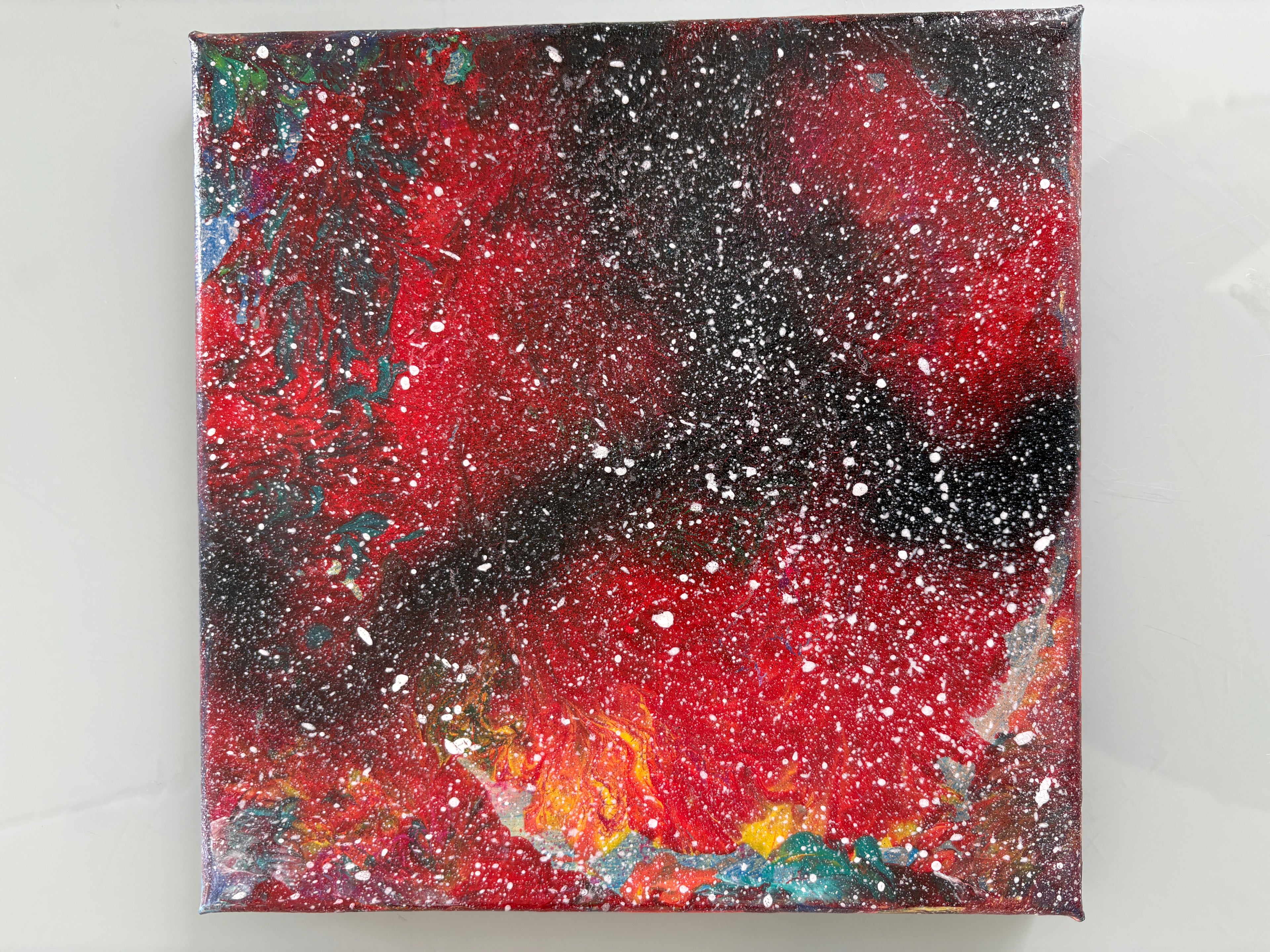 "Space Hot  / Space Cold" - Two Original Acrylic paintings - 20 x 20 cm