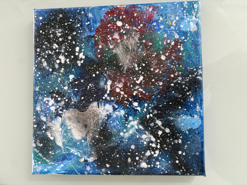 "Space Hot  / Space Cold" - Two Original Acrylic paintings - 20 x 20 cm