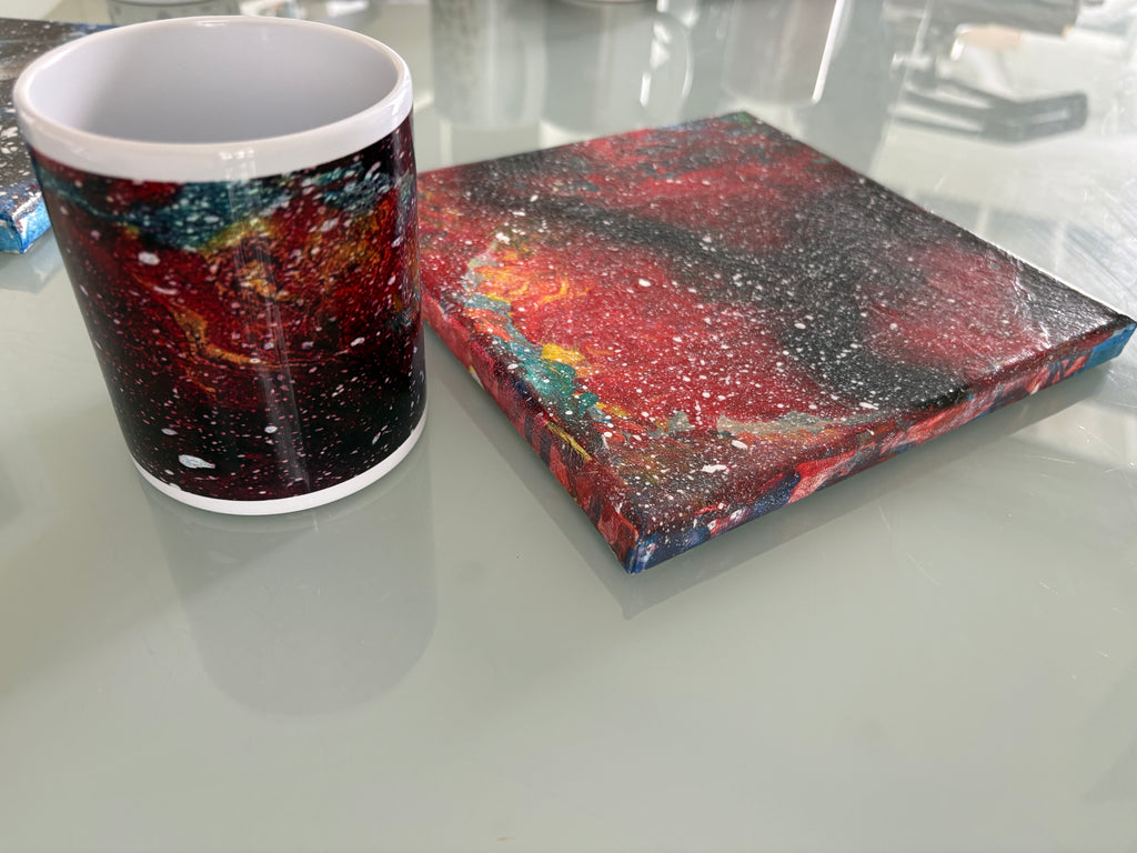 "Space Hot  / Space Cold" - Two Original Acrylic paintings - 20 x 20 cm