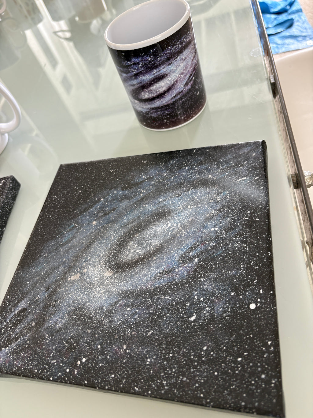 Galaxies - 4 Spacescapes - Original Acrylic painting - 20 x 20 cm