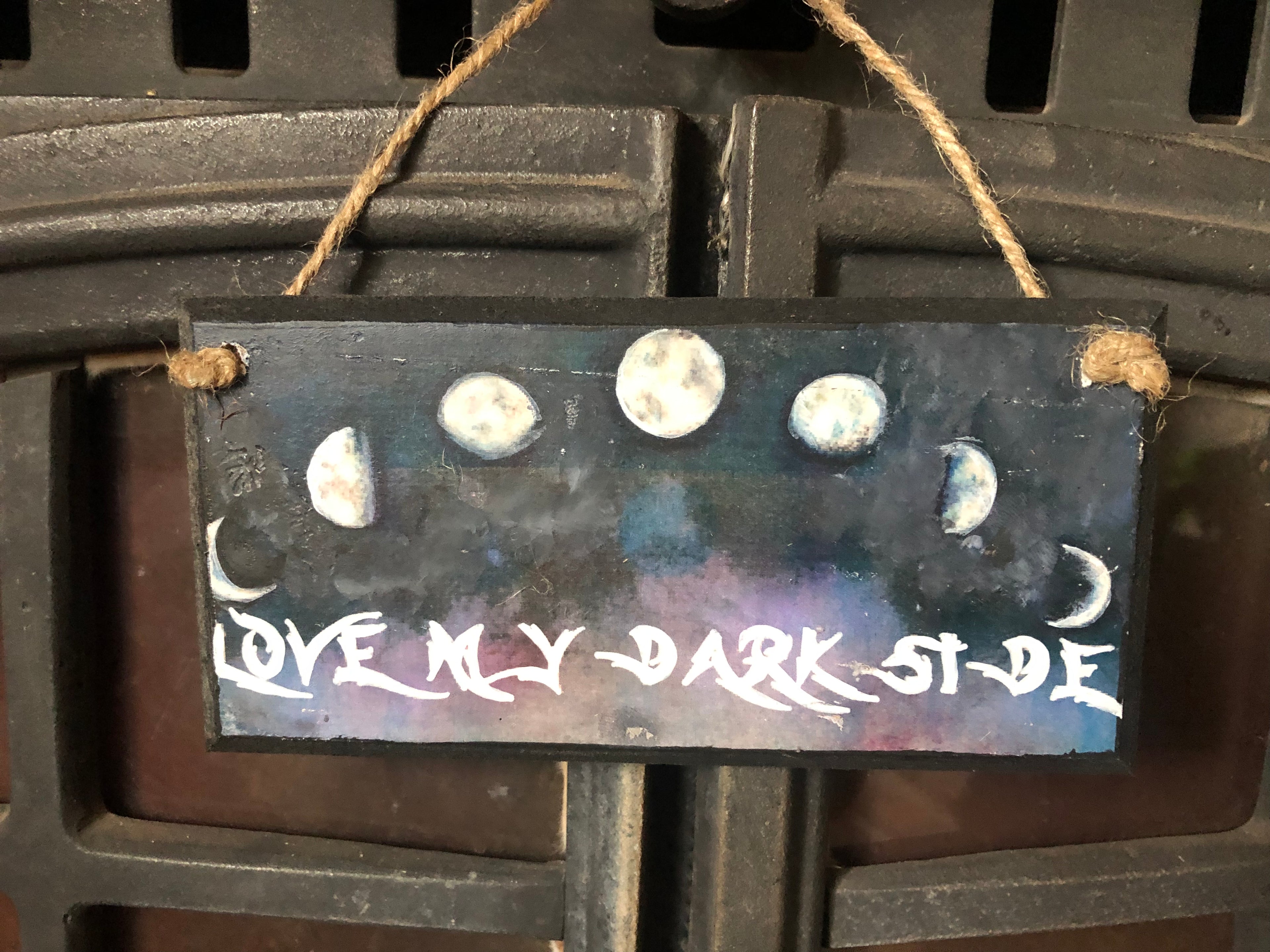 “Love My Dark Side” Moon‑Phase Plaque (8x4")