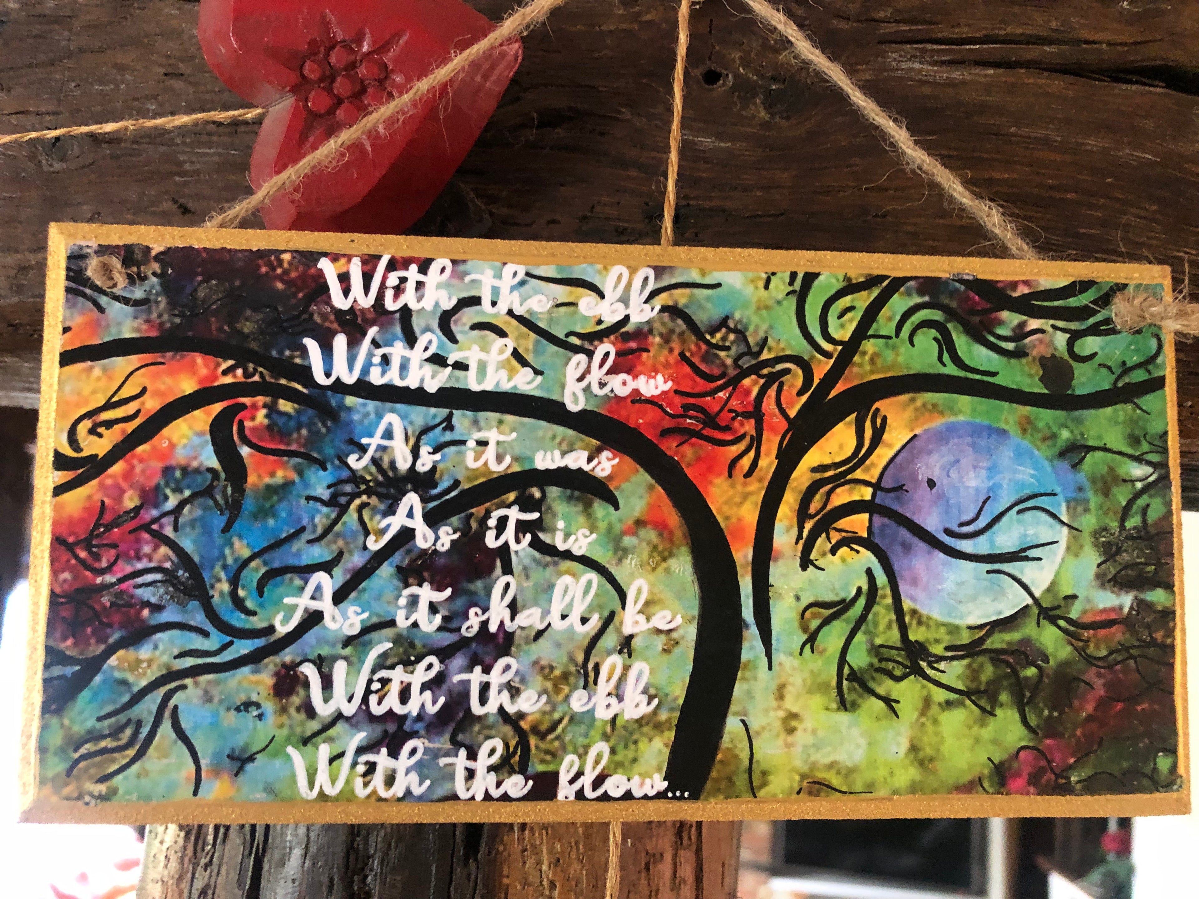 “With the Ebb, With the Flow” Swirly Hand Painted Plaque