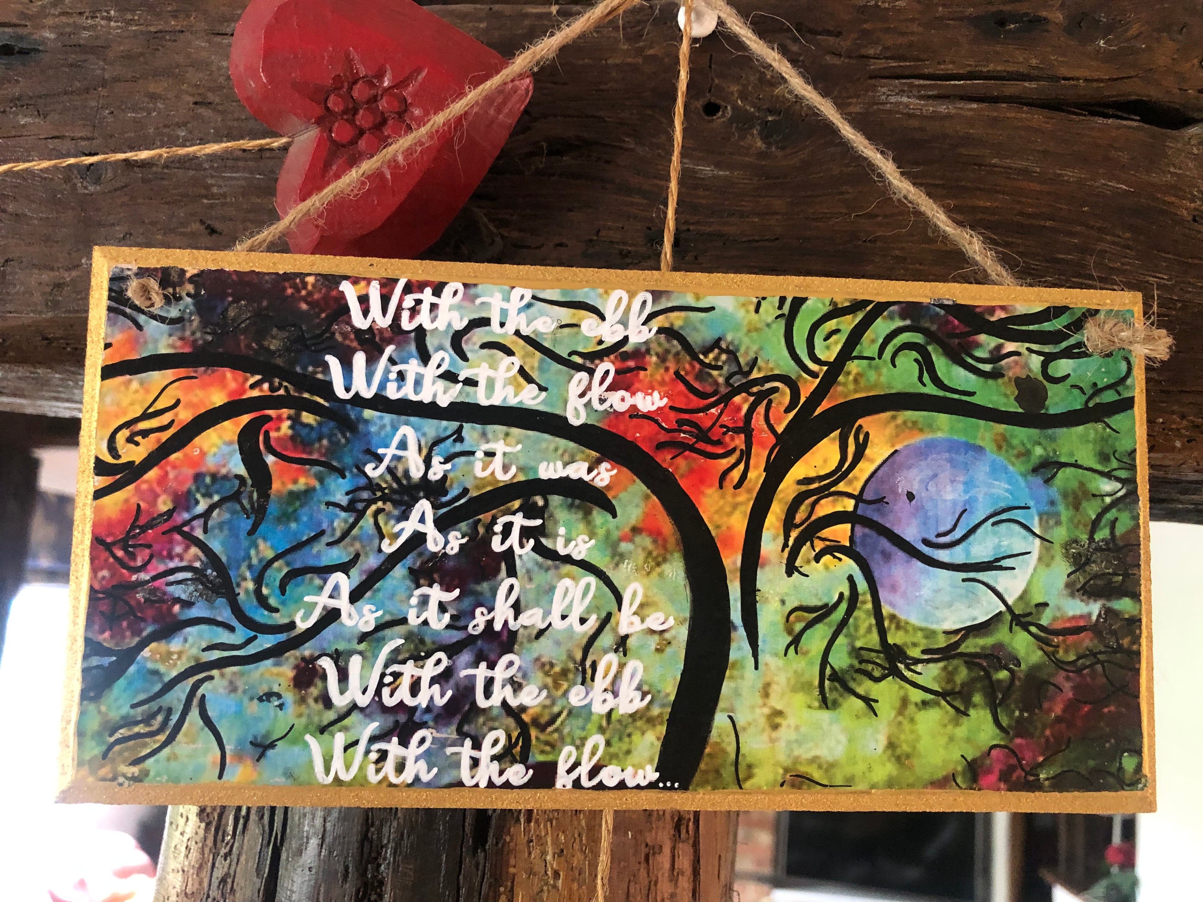 “With the Ebb, With the Flow” Swirly Hand Painted Plaque