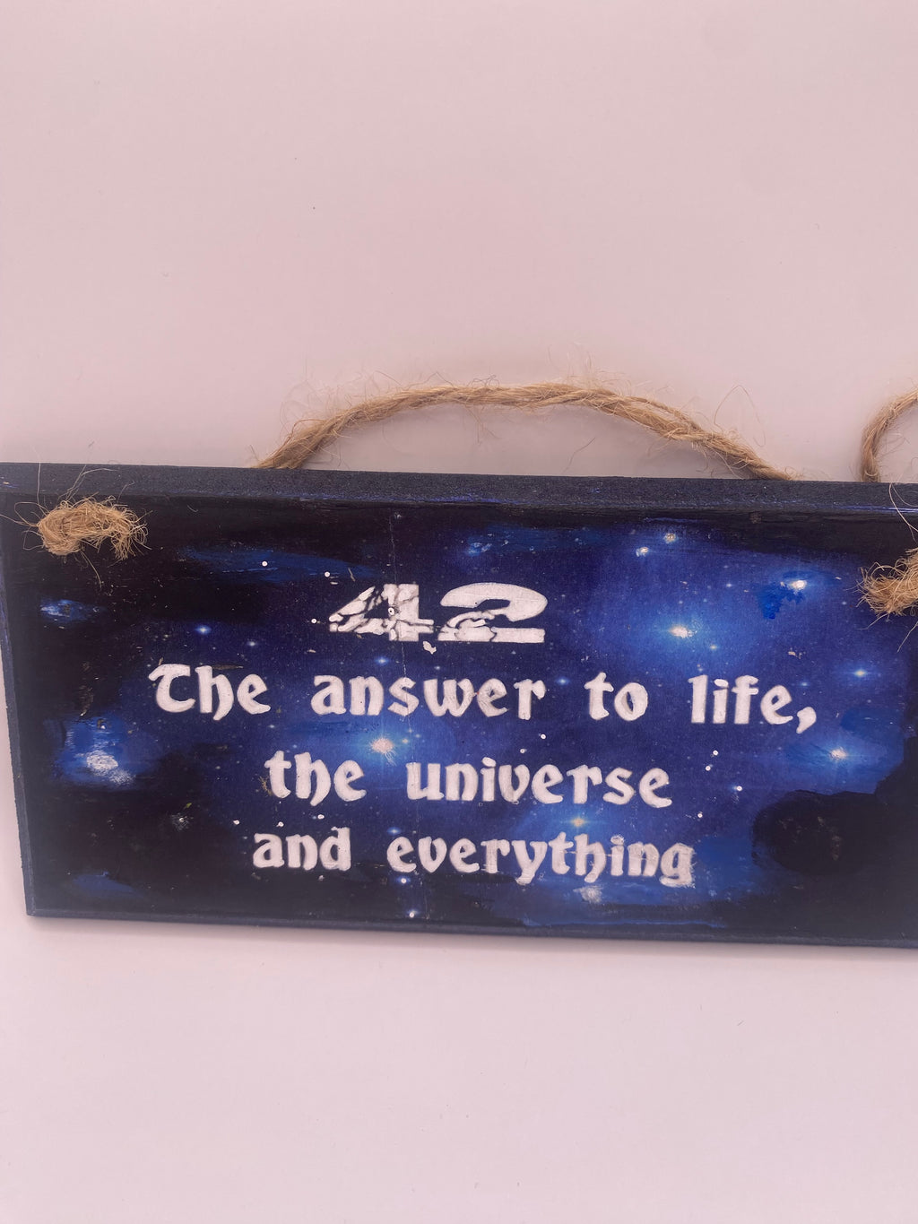 Hand‑Painted Wooden Plaque – “42 - the answer to life, the universe, and everything" Douglas Adams inspired literary sign (6x3", 7x4”, 8x4”)