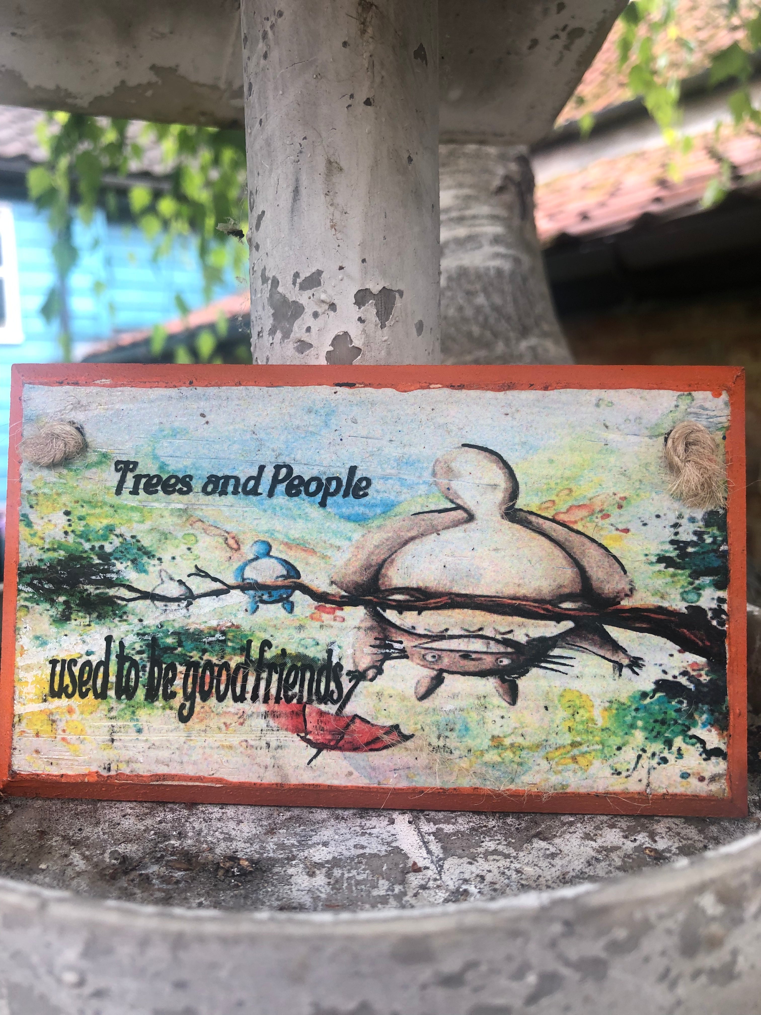 Upside‑Down Totoro – Tree‑Friendship Hand Painted Plaque