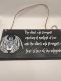 Cthulhu HP Lovecraft - Hand-Painted Plaque, “The oldest and strongest emotion...” ~ Quote Wooden Sign