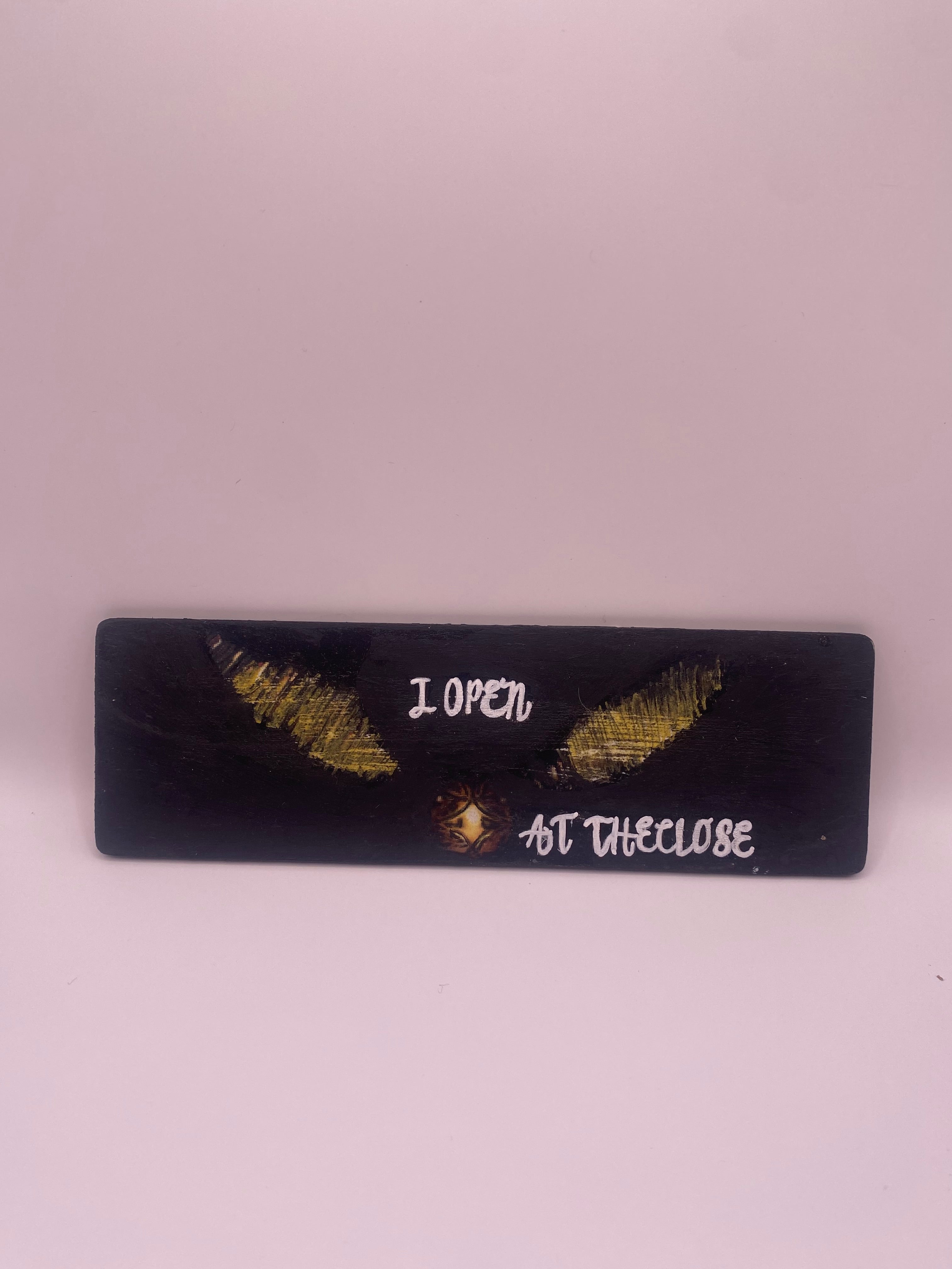 Wood‑Hand‑Painted Bookmark – “I Open at the Close” (Harry Potter Inspired)