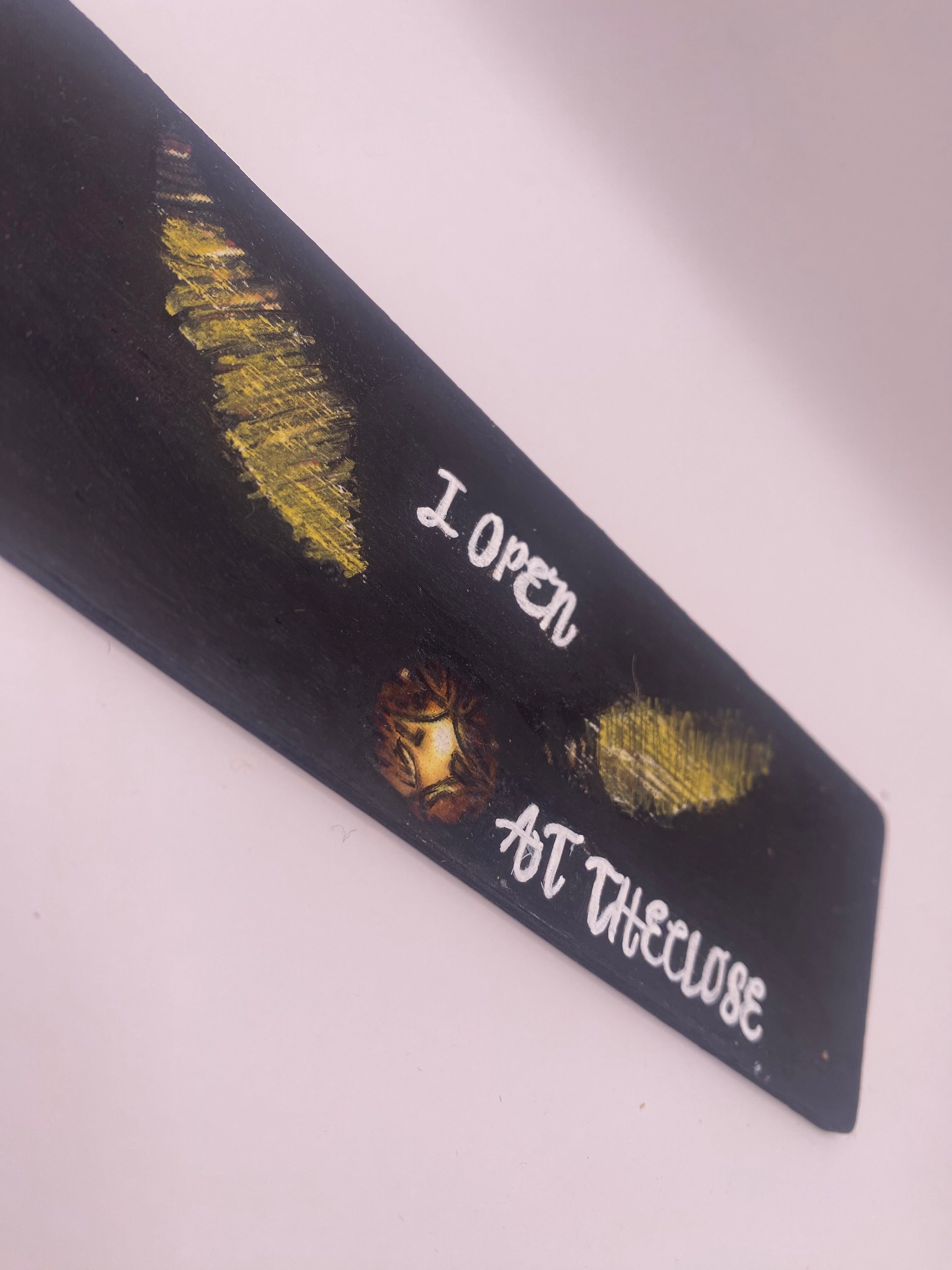 Wood‑Hand‑Painted Bookmark – “I Open at the Close” (Harry Potter Inspired)