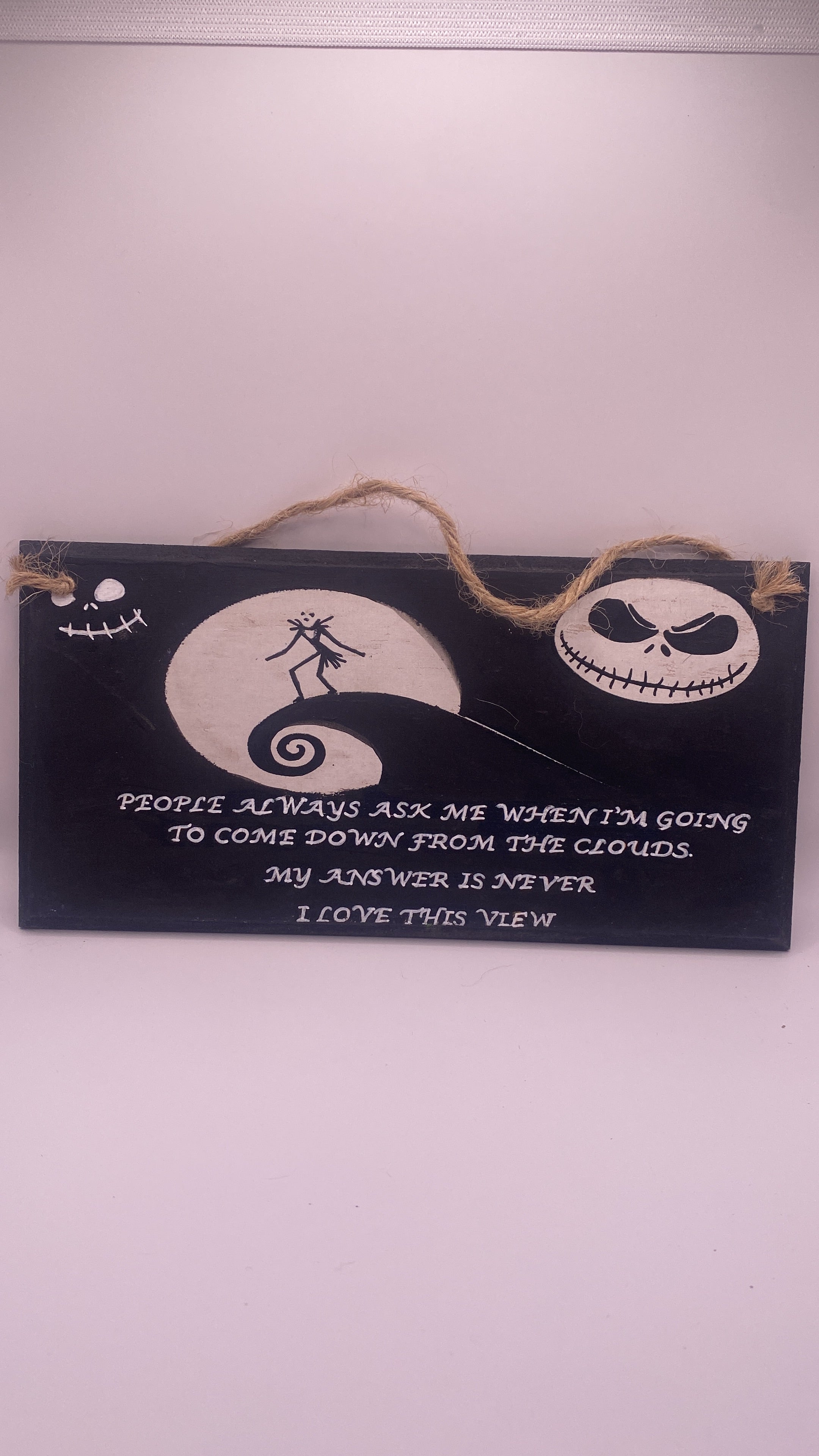 Jack Skellington “Never Coming Down” – The Nightmare Before Christmas inspired handpainted plaque