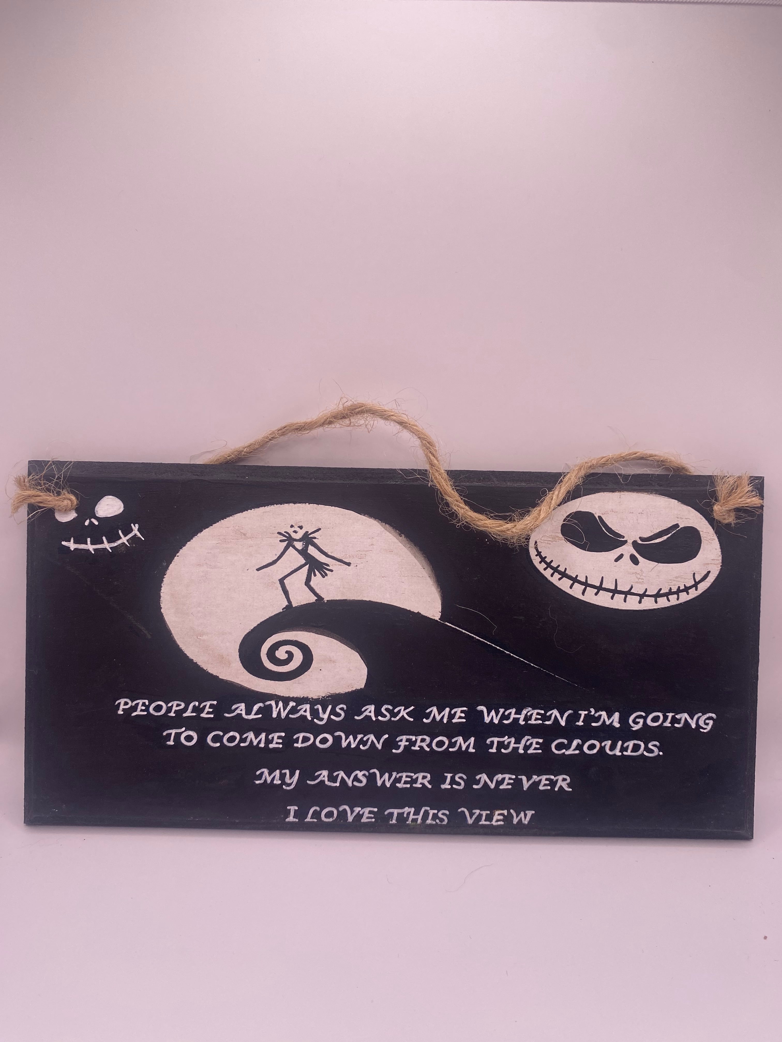 Jack Skellington “Never Coming Down” – The Nightmare Before Christmas inspired handpainted plaque