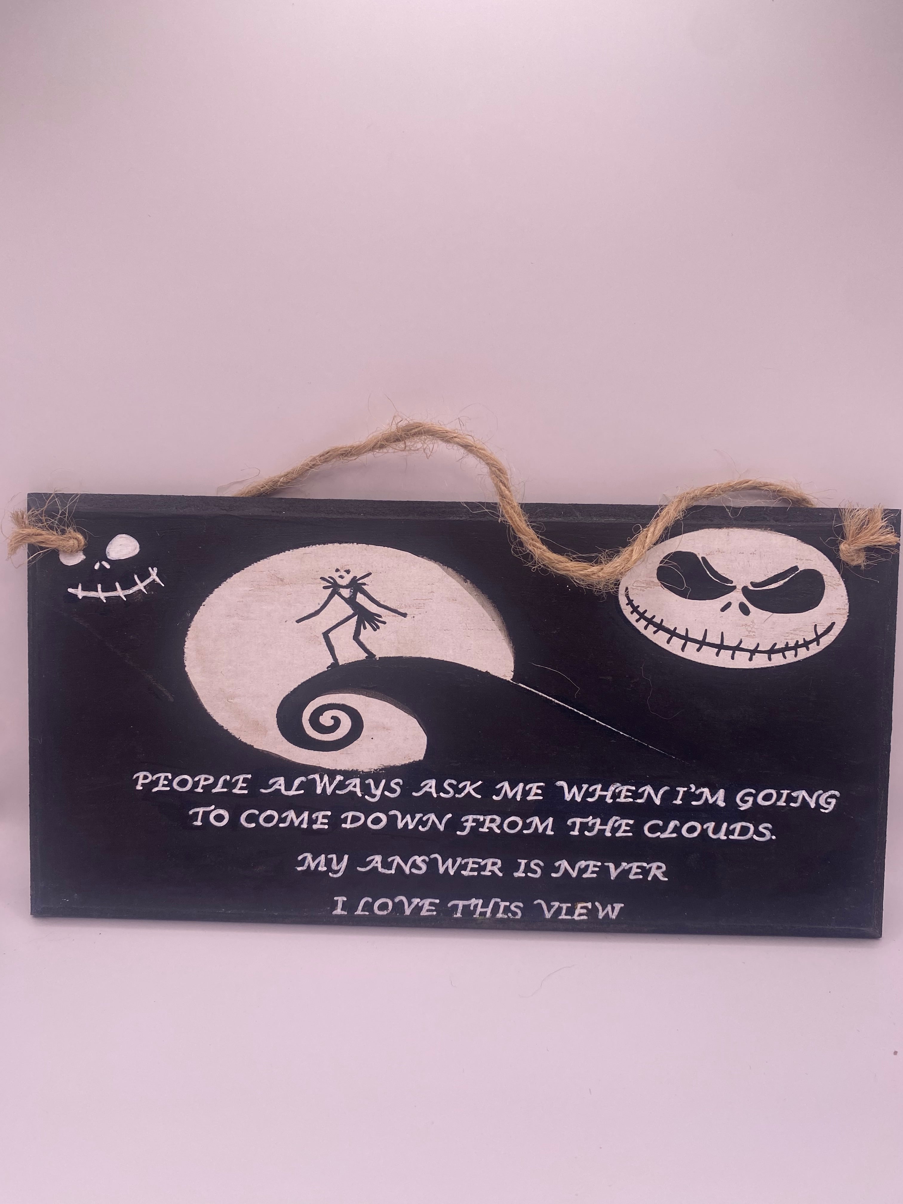Jack Skellington “Never Coming Down” – The Nightmare Before Christmas inspired handpainted plaque
