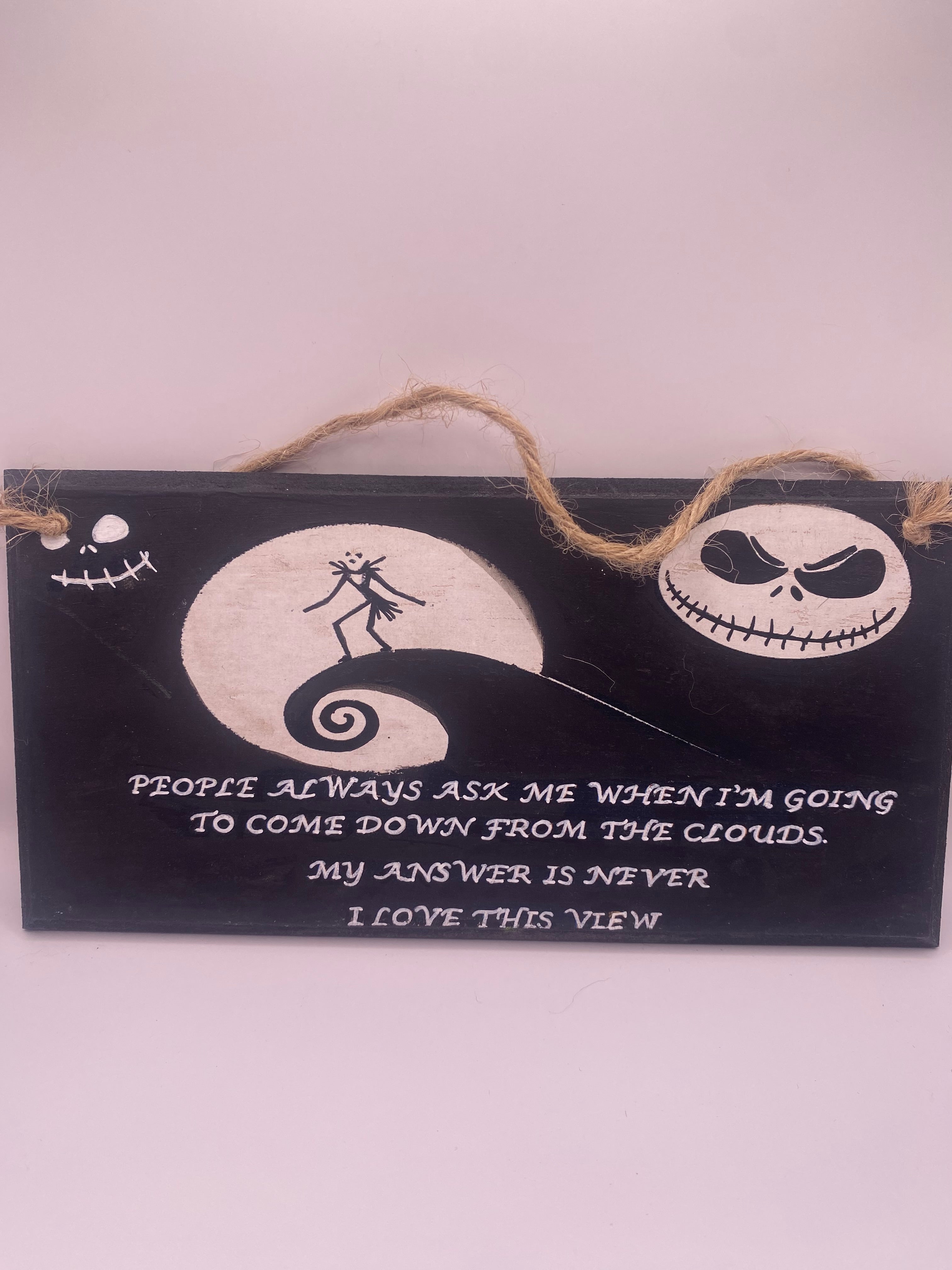 Jack Skellington “Never Coming Down” – The Nightmare Before Christmas inspired handpainted plaque