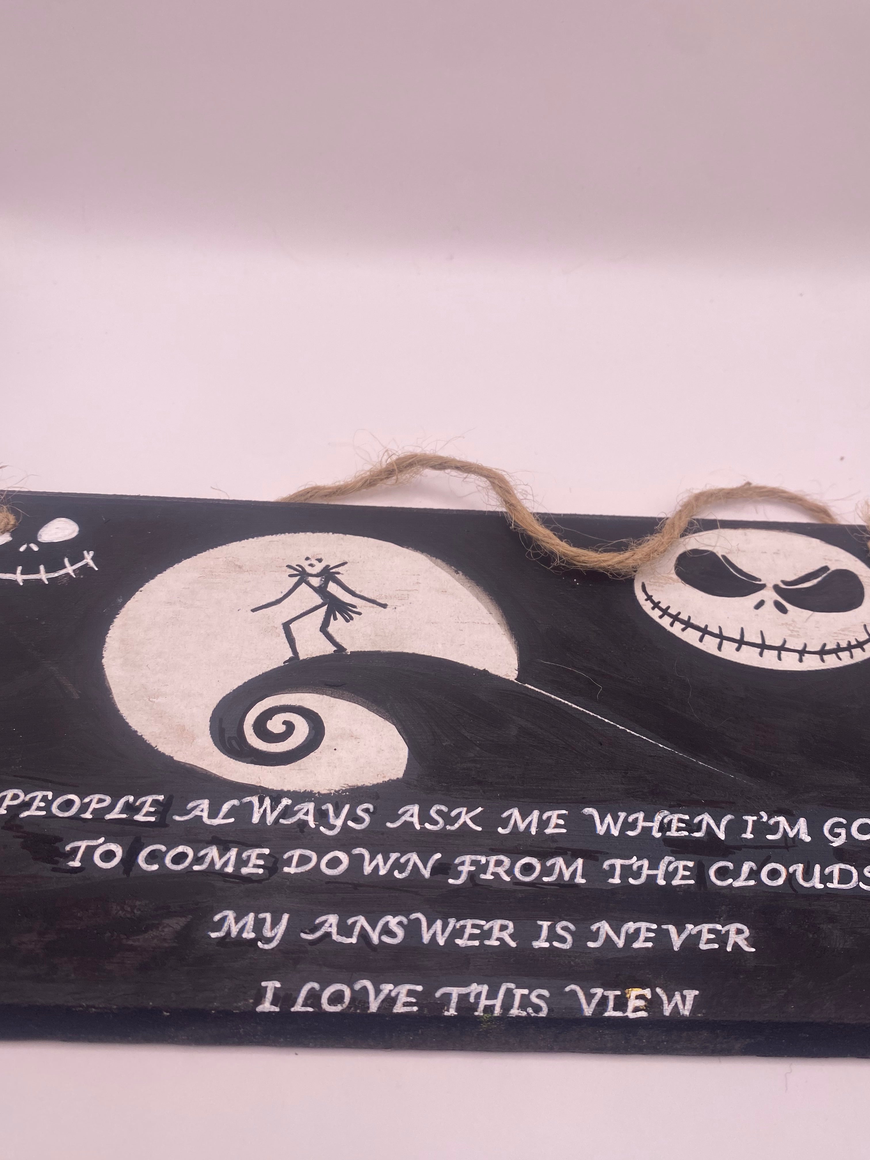 Jack Skellington “Never Coming Down” – The Nightmare Before Christmas inspired handpainted plaque