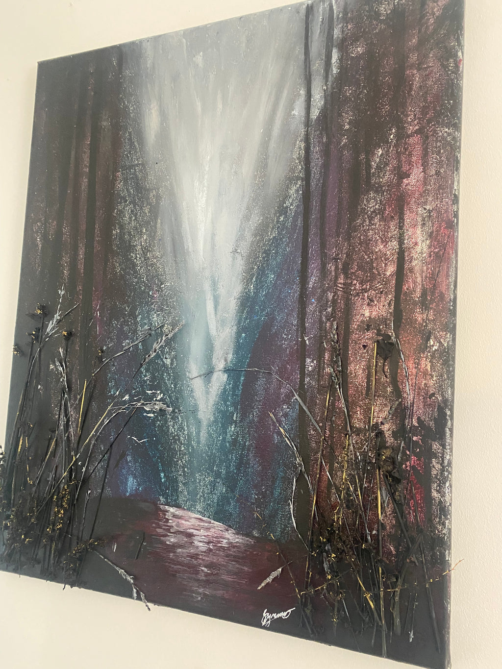 Wild Renewal - Original Mixed‑Media Abstract Painting in Acrylic, Ink & Dried Botanicals