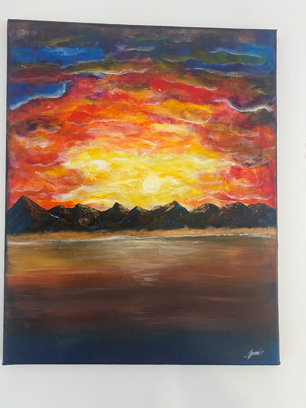 The Split Between Day and Night - Original Abstract Painting in Acrylic & Ink