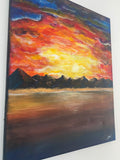 The Split Between Day and Night - Original Abstract Painting in Acrylic & Ink