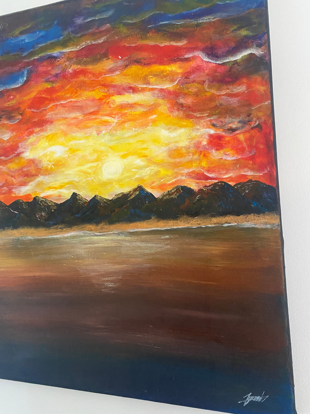 The Split Between Day and Night - Original Abstract Painting in Acrylic & Ink