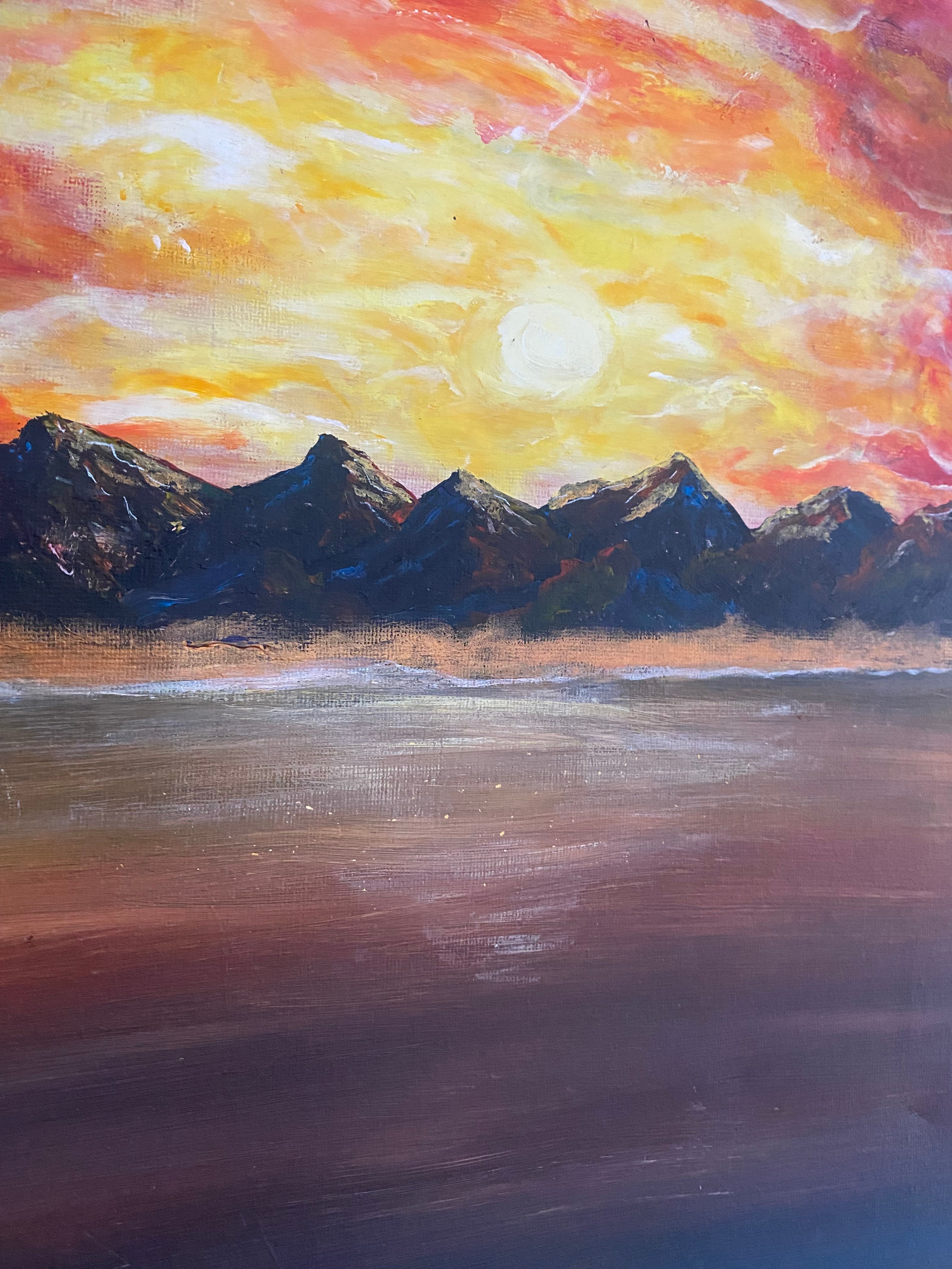 The Split Between Day and Night - Original Abstract Painting in Acrylic & Ink