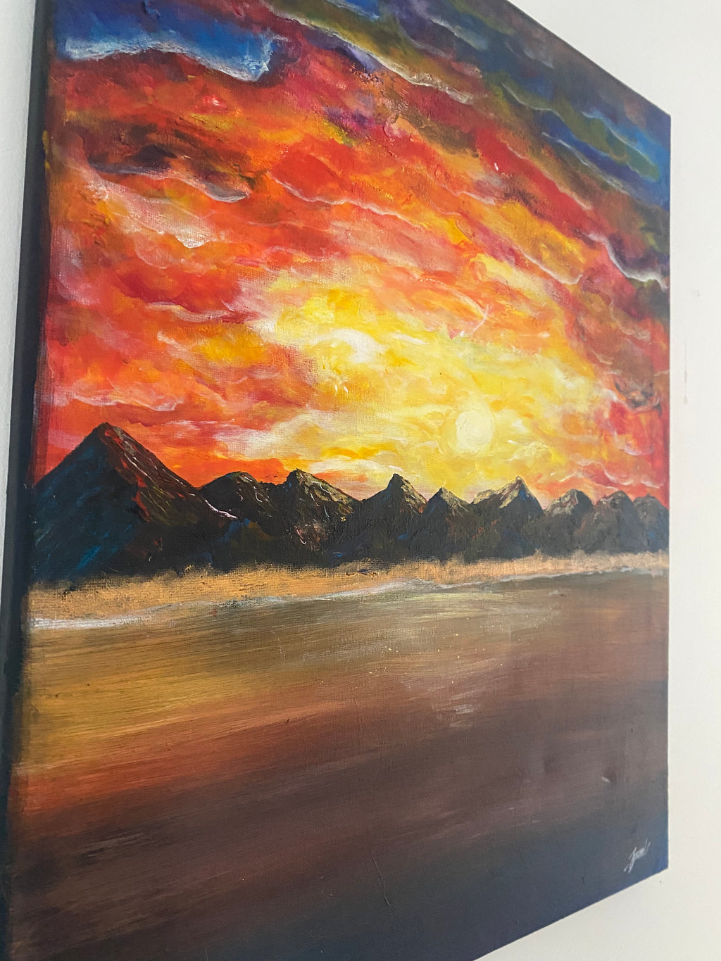 The Split Between Day and Night - Original Abstract Painting in Acrylic & Ink