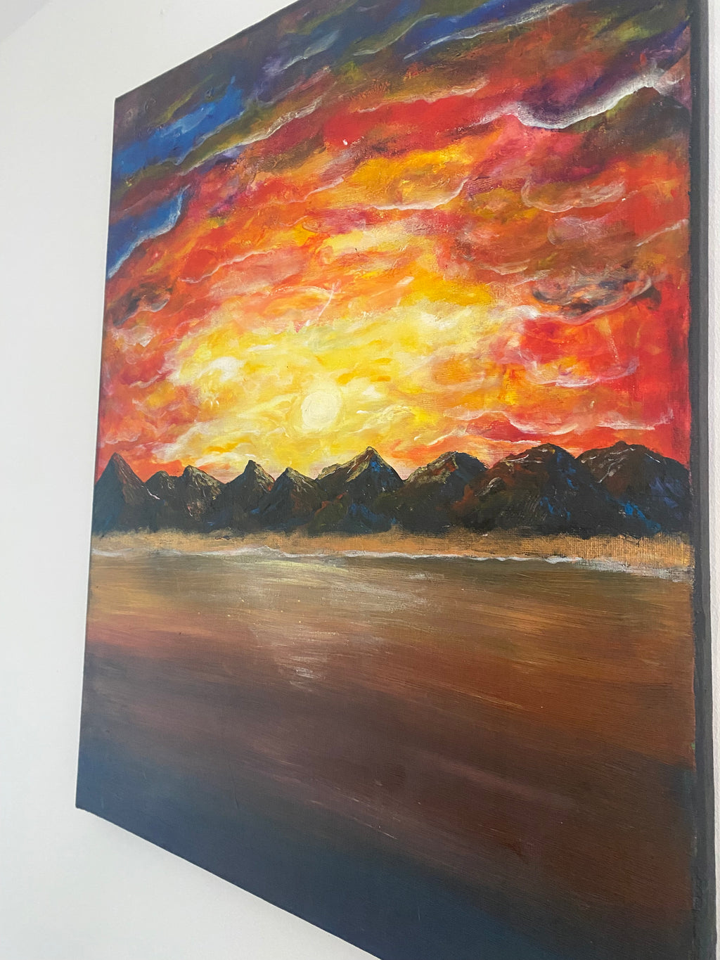 The Split Between Day and Night - Original Abstract Painting in Acrylic & Ink