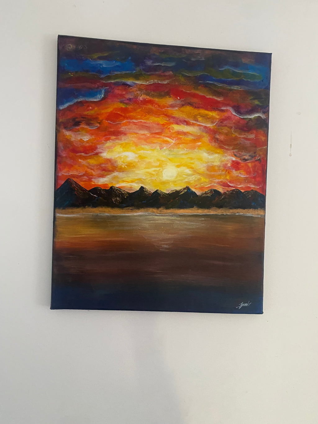 The Split Between Day and Night - Original Abstract Painting in Acrylic & Ink