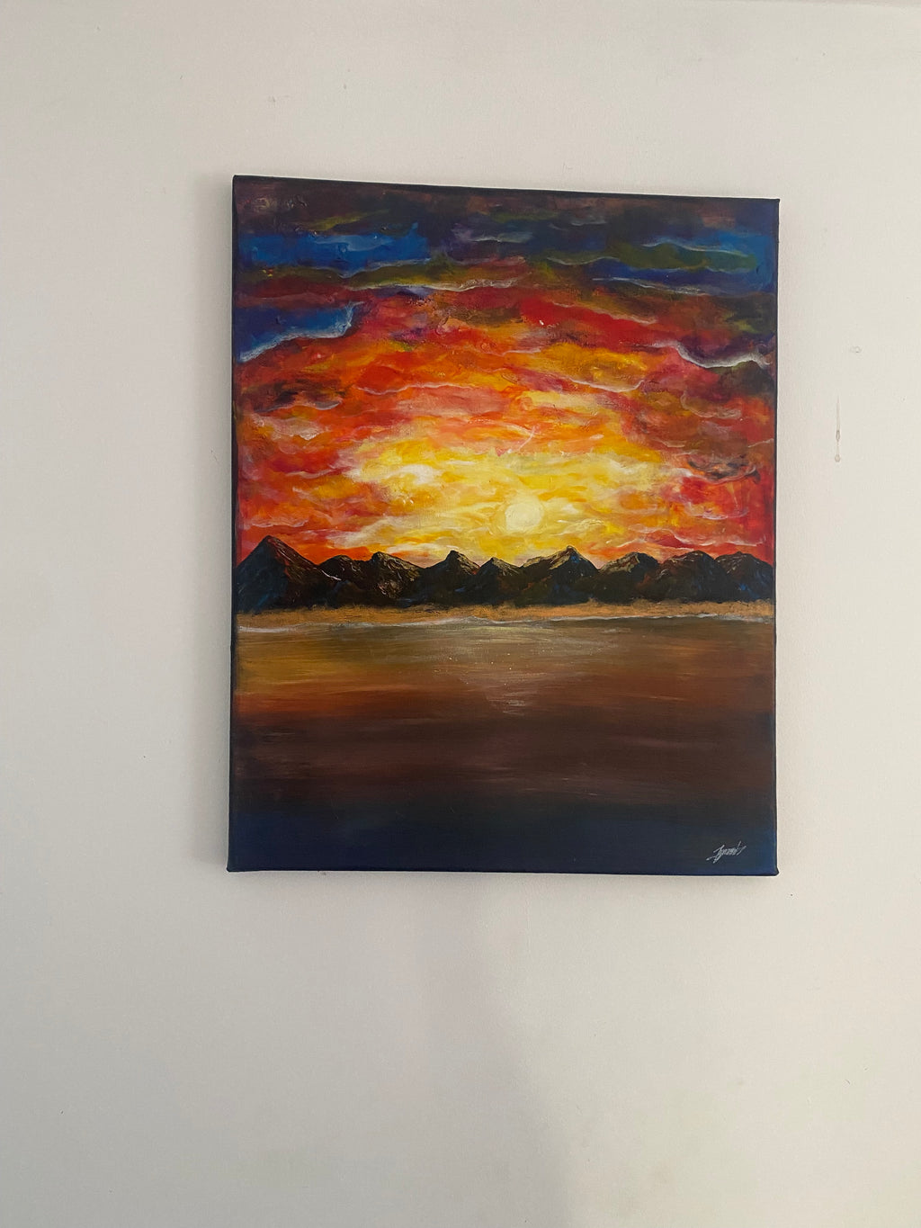 The Split Between Day and Night - Original Abstract Painting in Acrylic & Ink