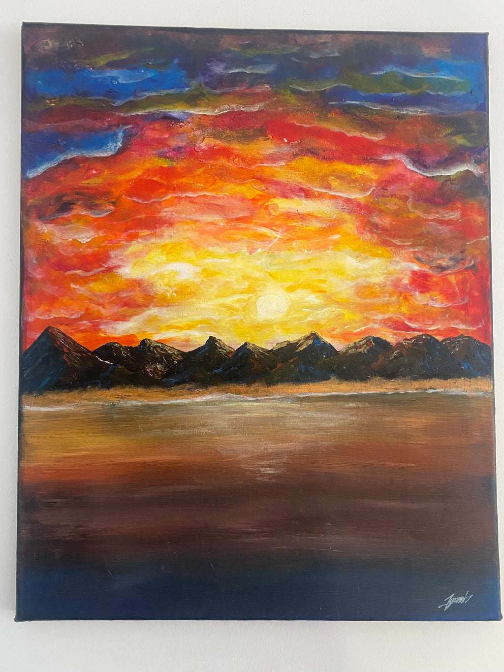 The Split Between Day and Night - Original Abstract Painting in Acrylic & Ink