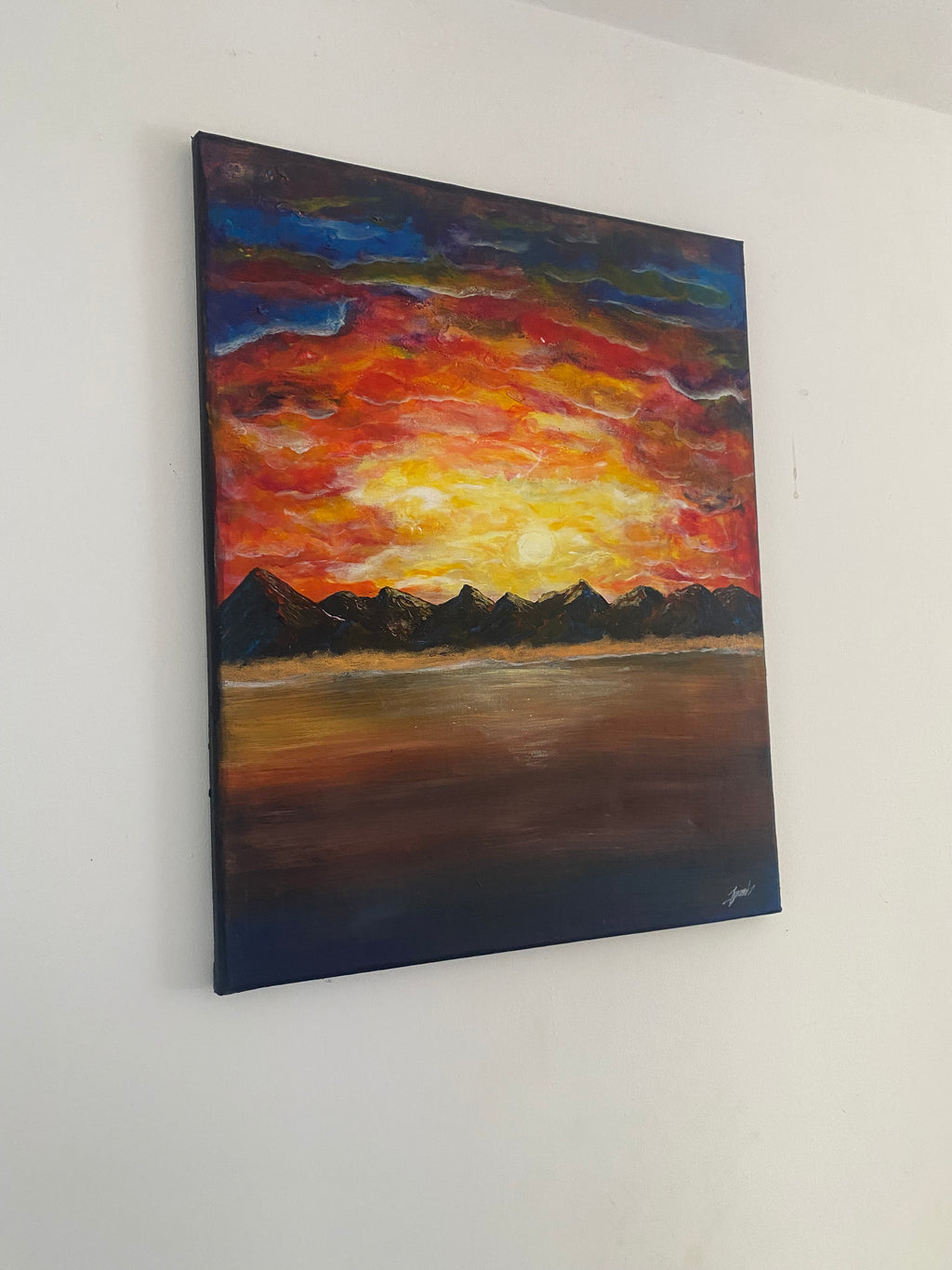 The Split Between Day and Night - Original Abstract Painting in Acrylic & Ink