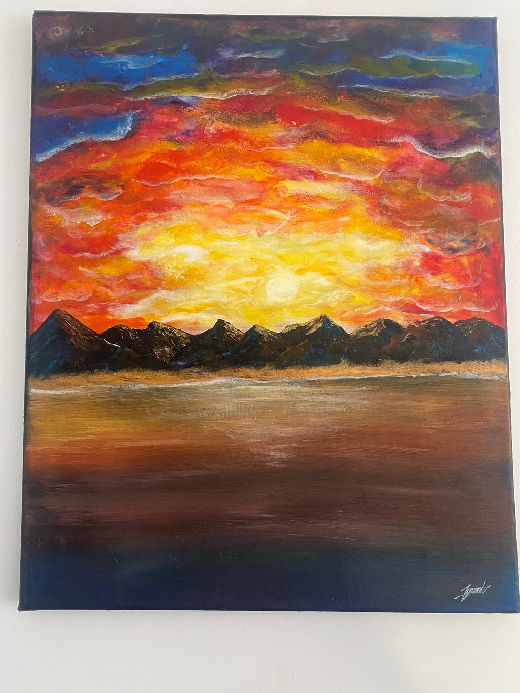 The Split Between Day and Night - Original Abstract Painting in Acrylic & Ink