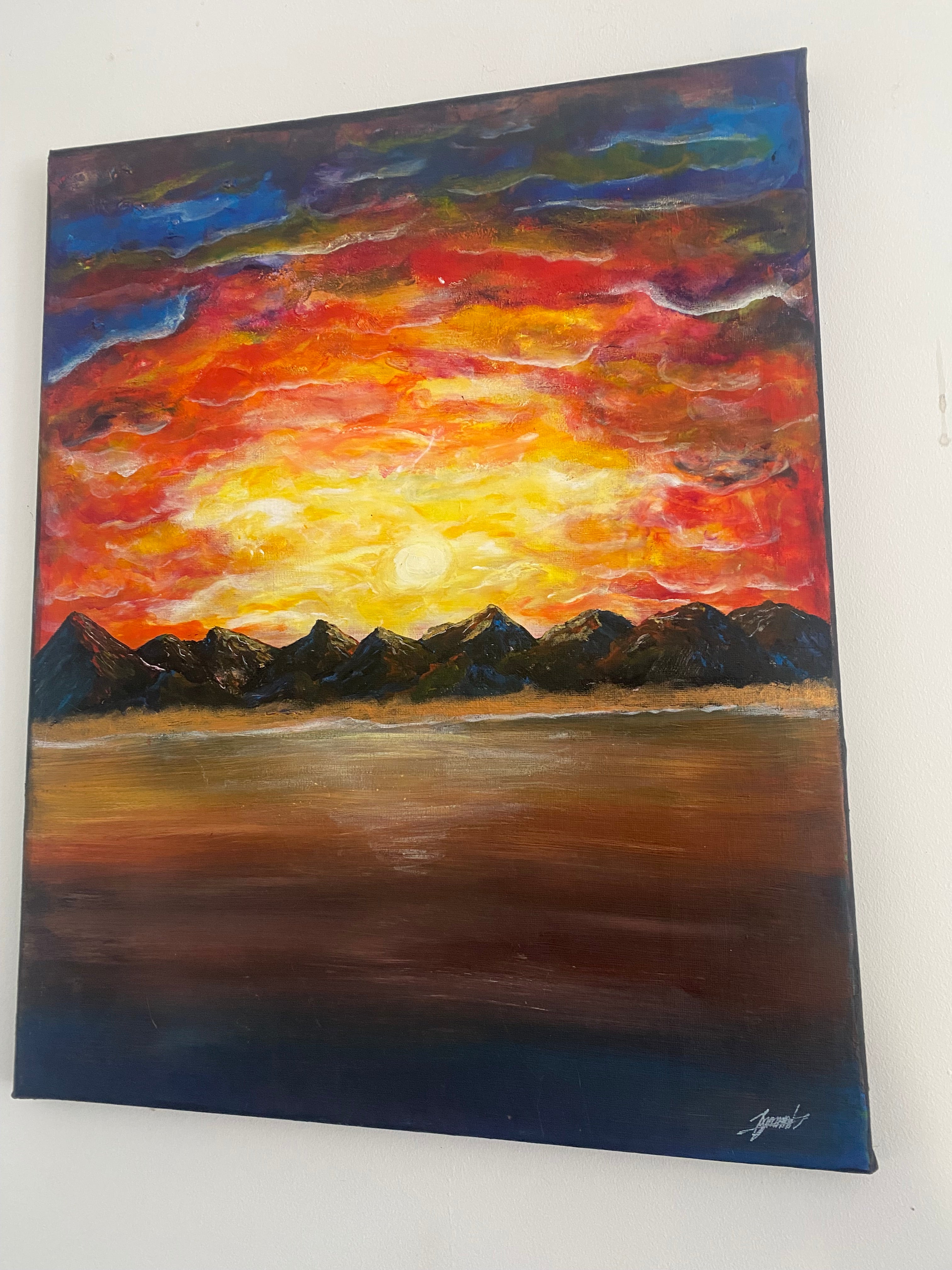 The Split Between Day and Night - Original Abstract Painting in Acrylic & Ink