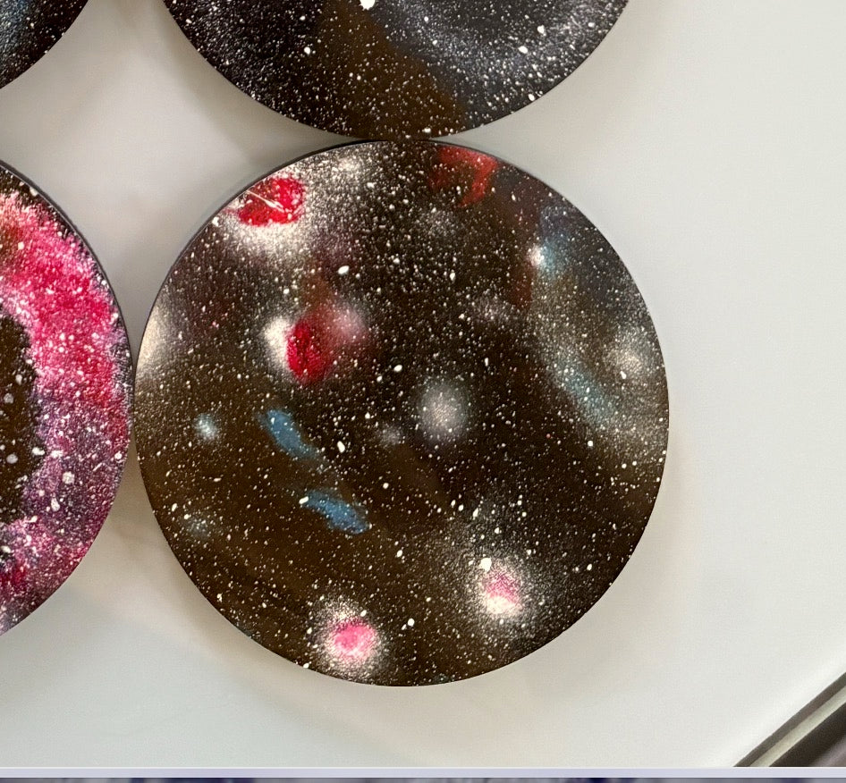 Distant multiple galaxies spacescape - Original Acrylic painting 40 x 30 cm