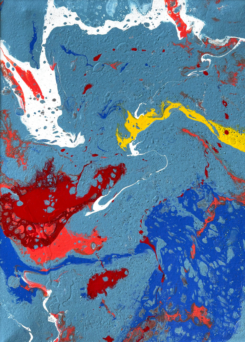 Blue Colour Splash - Original Abstract Painting, acrylic paint pour. 40cm x 60 cm