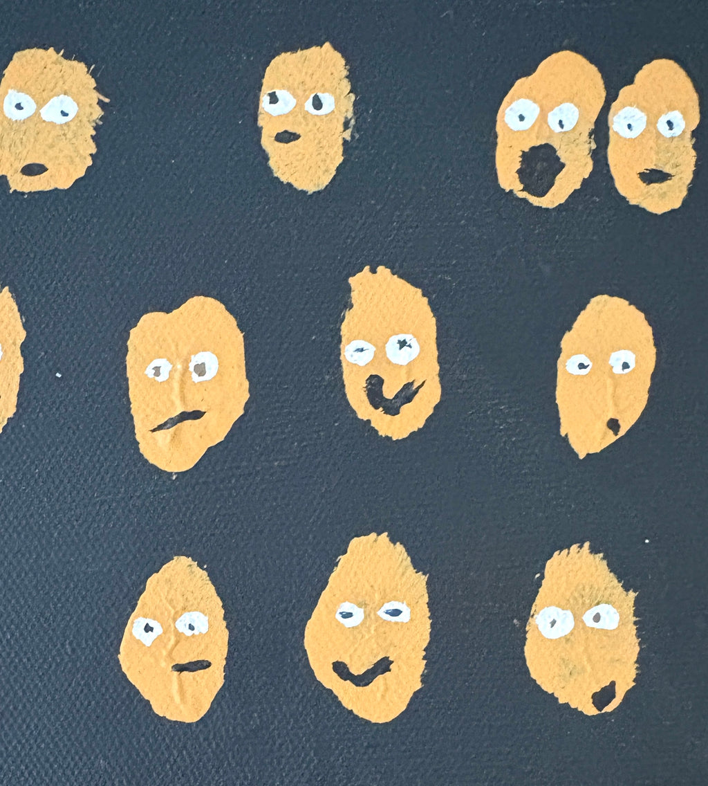 The Audience - a sea of smiling faces - large chunky original acrylic painting 101.5 x 76 x 4cm