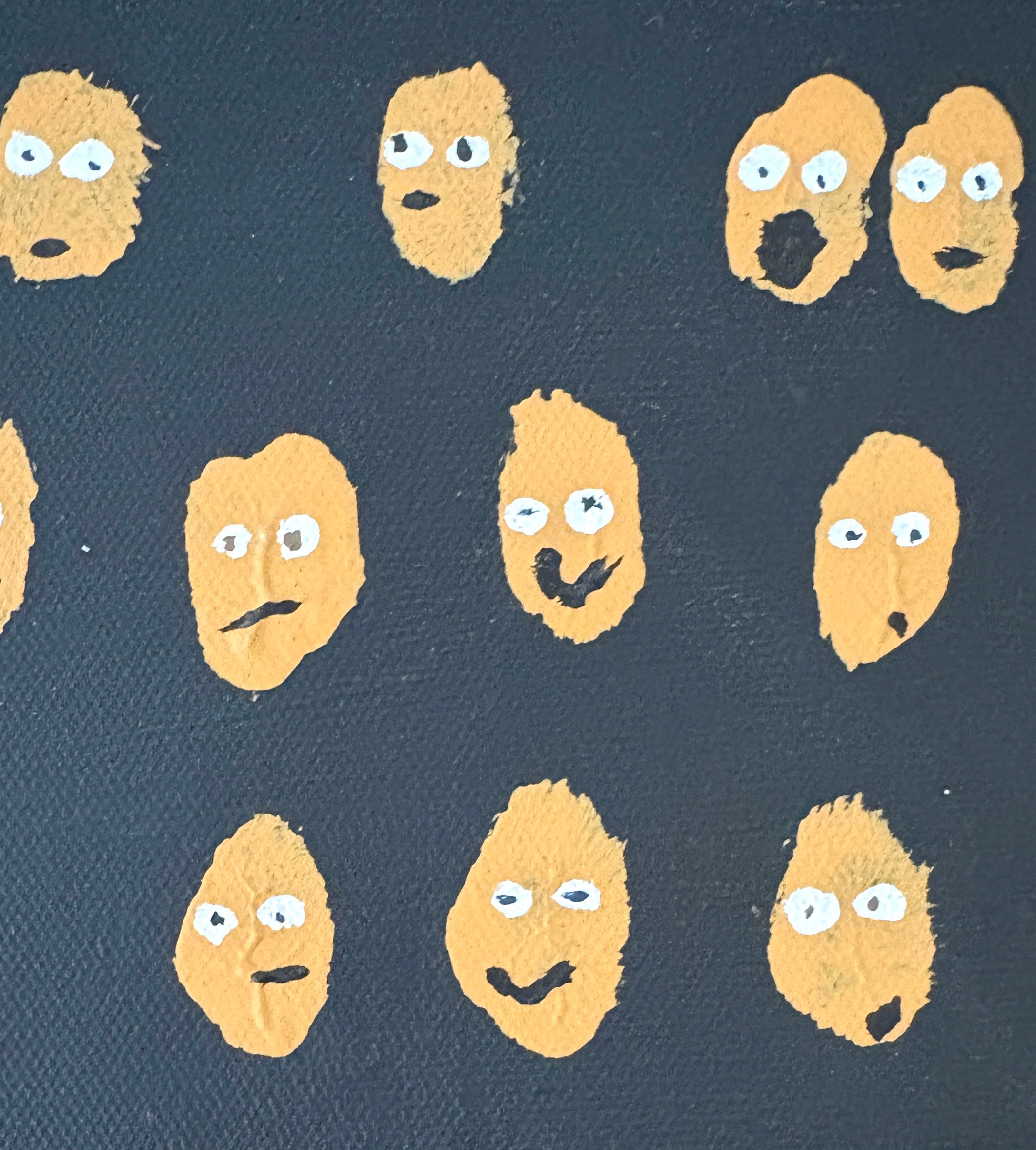 The Audience - a sea of smiling faces - large chunky original acrylic painting 101.5 x 76 x 4cm