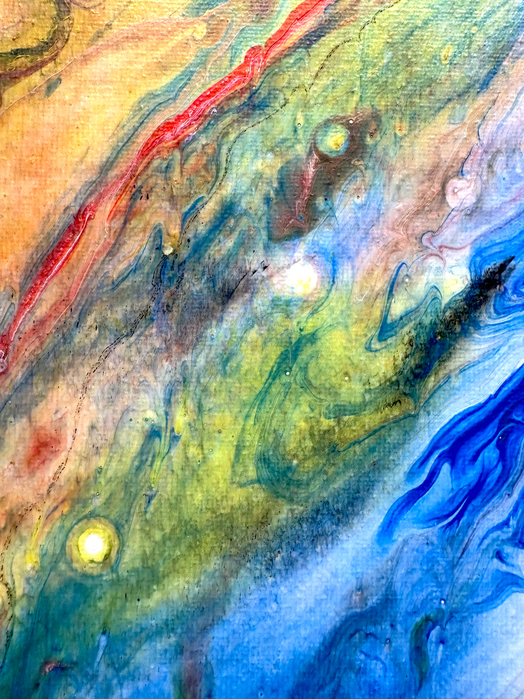 Glorious swirling multicolours - Original Acrylic Abstract painting 40 x 50 cm
