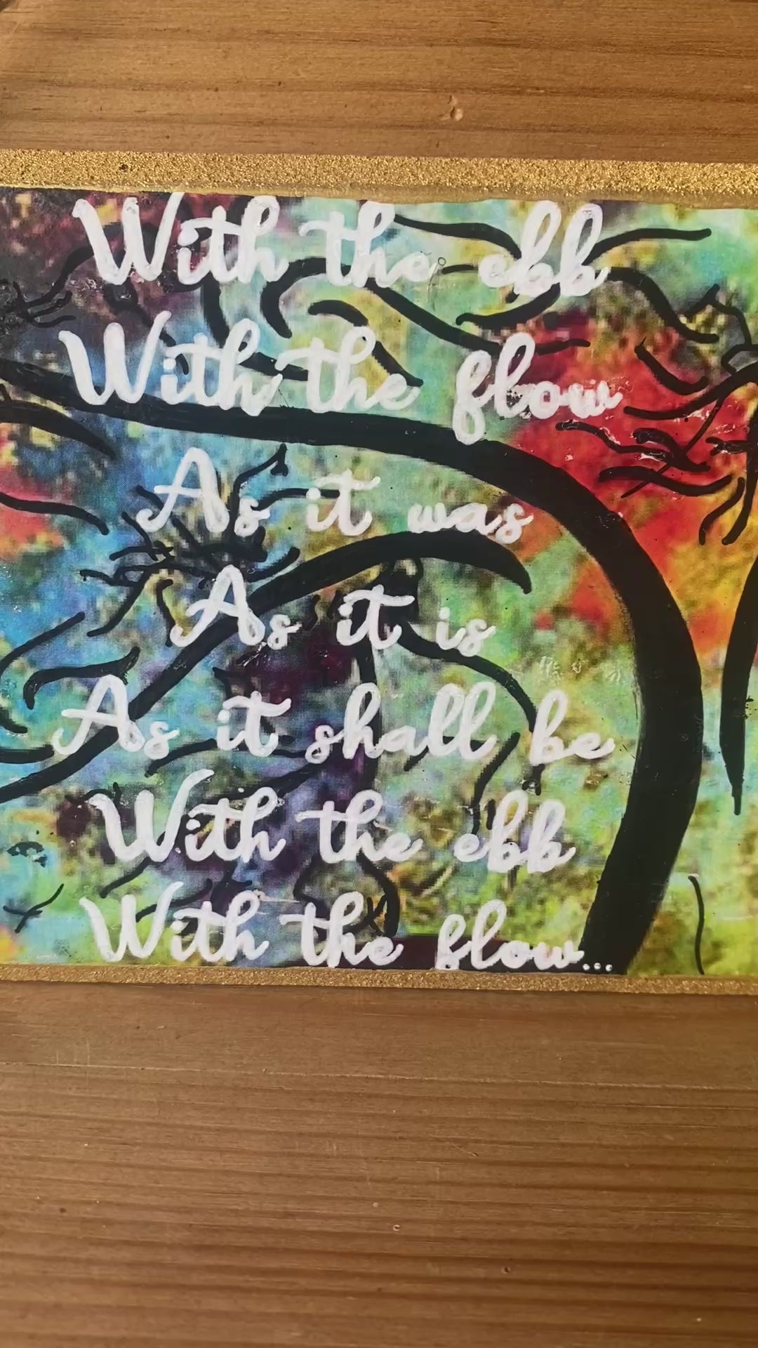 “With the Ebb, With the Flow” Swirly Hand Painted Plaque