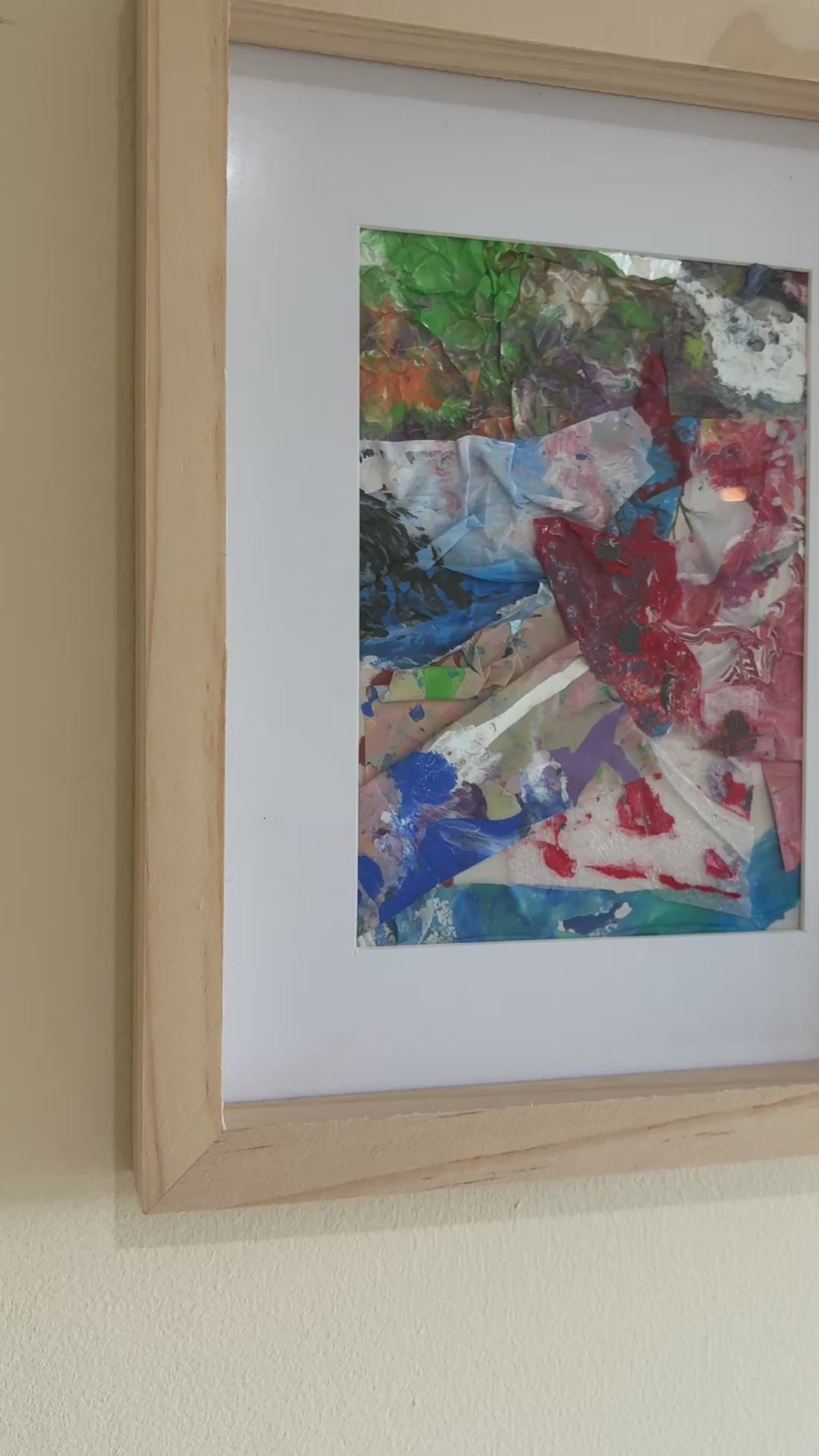 Abstract colour Collages X2 - Mix media acrylic painted, Framed: 27.5cm x 22.5cm