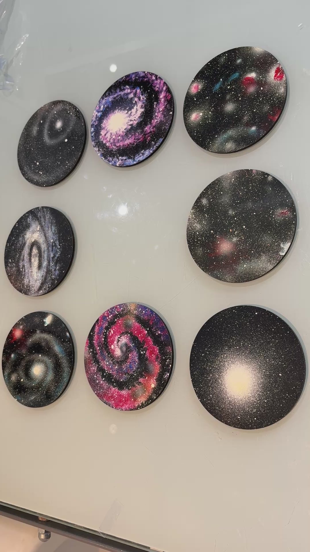 Set B of 8 galaxy paintings Art drink coasters 10cm