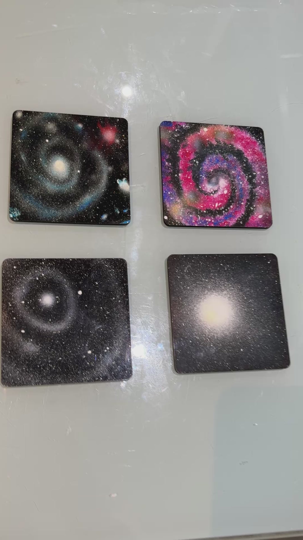 Set C of 4 Galaxy paintings Art square drink coasters 10cm