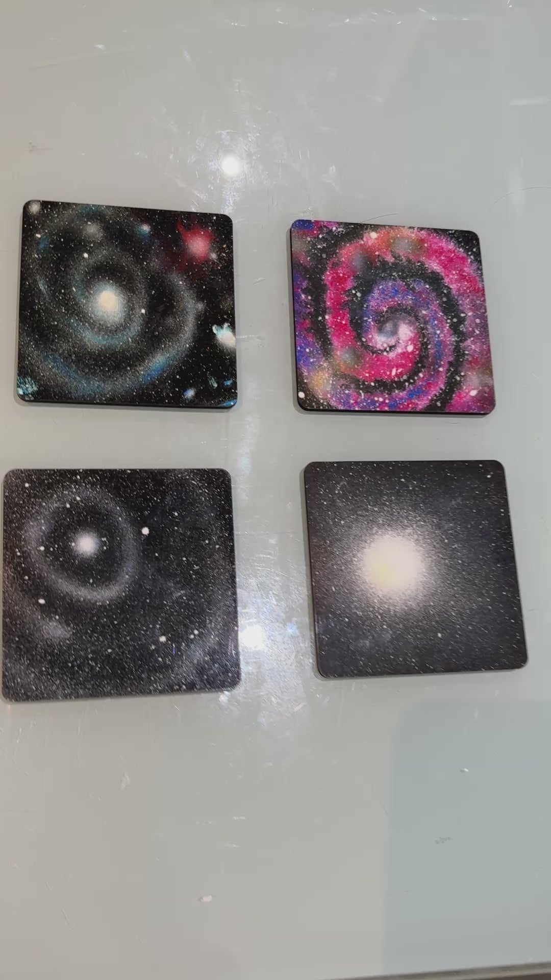 Set C of 4 Galaxy paintings Art square drink coasters 10cm