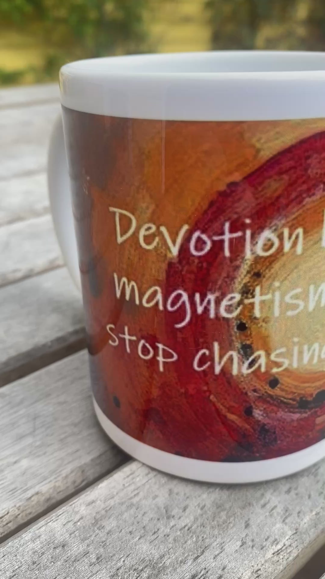 Devotion builds momentum, inspirational printed mug, from original art work, abstract art, motivational, spirituality, quote (9oz/ 250ml)