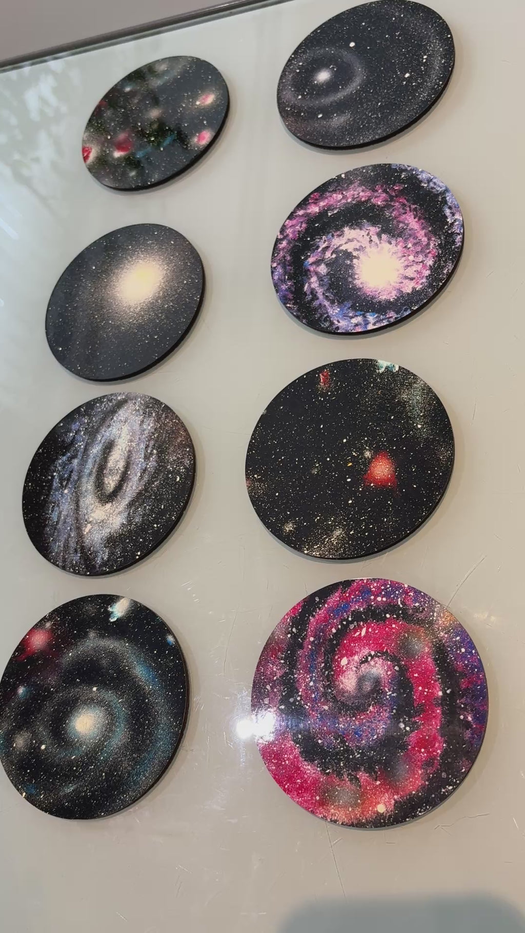 Set A of 8 galaxy paintings Art drink coasters 10cm