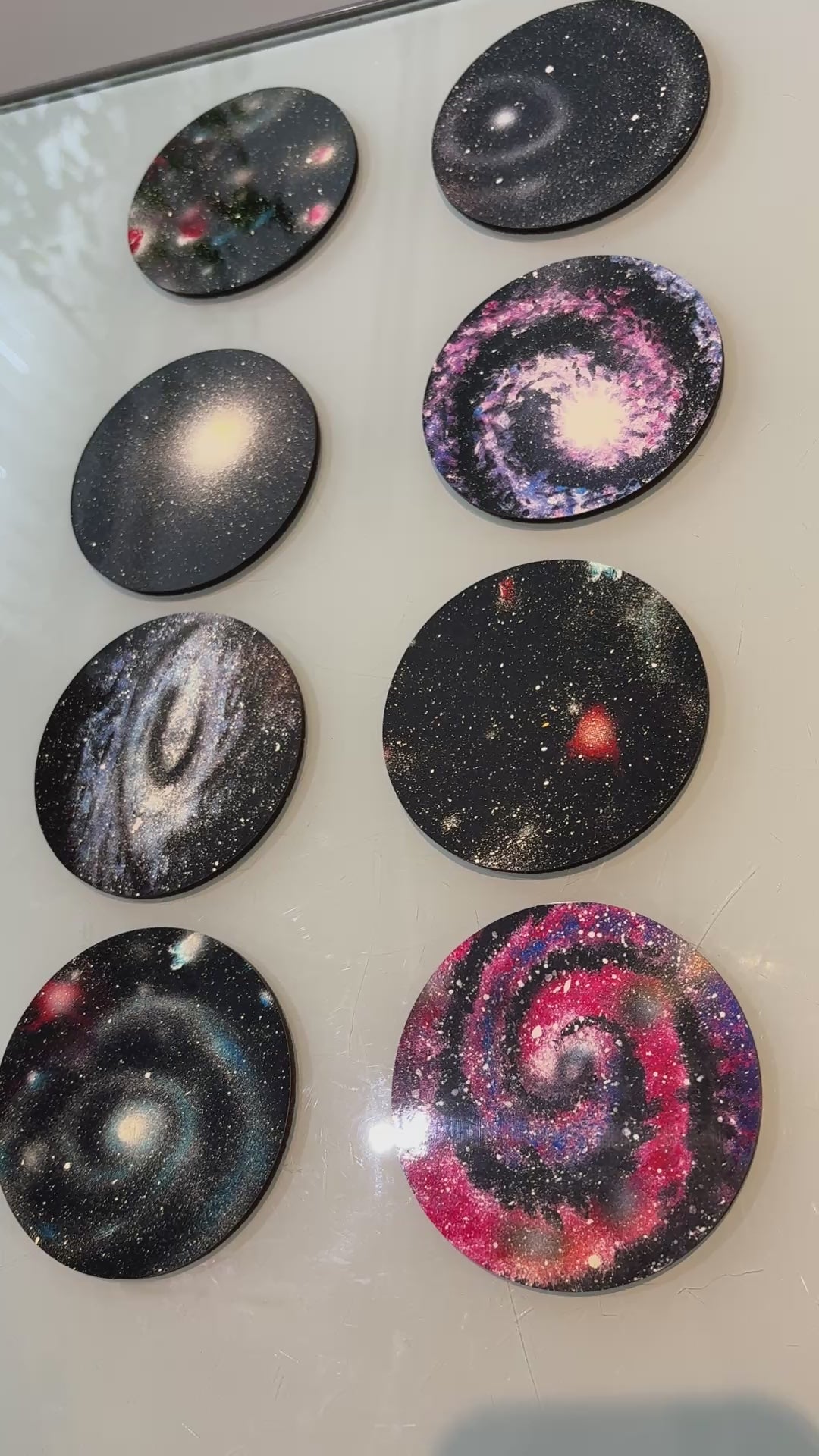 Set A of 8 galaxy paintings Art drink coasters 10cm