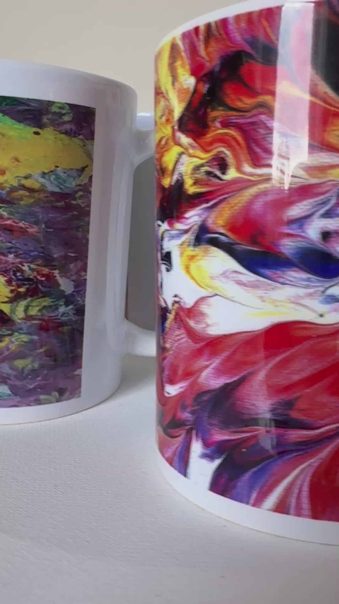 Set A of 4 Bright original design abstract Art Mugs (9oz/250ml)