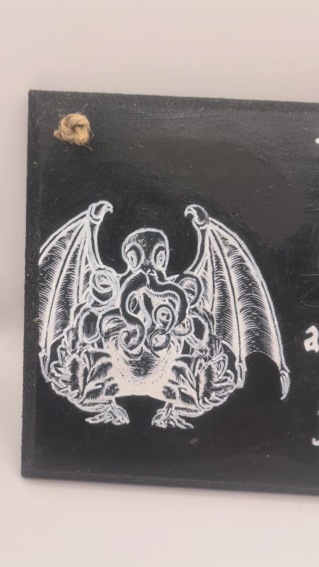 Cthulhu HP Lovecraft - Hand-Painted Plaque, “The oldest and strongest emotion...” ~ Quote Wooden Sign