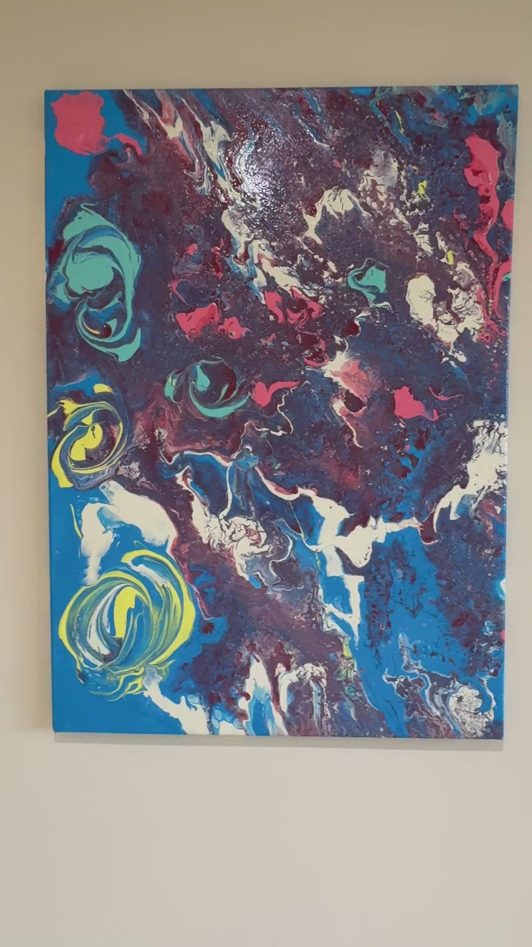 Bluey ice cream colour splash delight-acrylic paint pour 50 x 70 cm