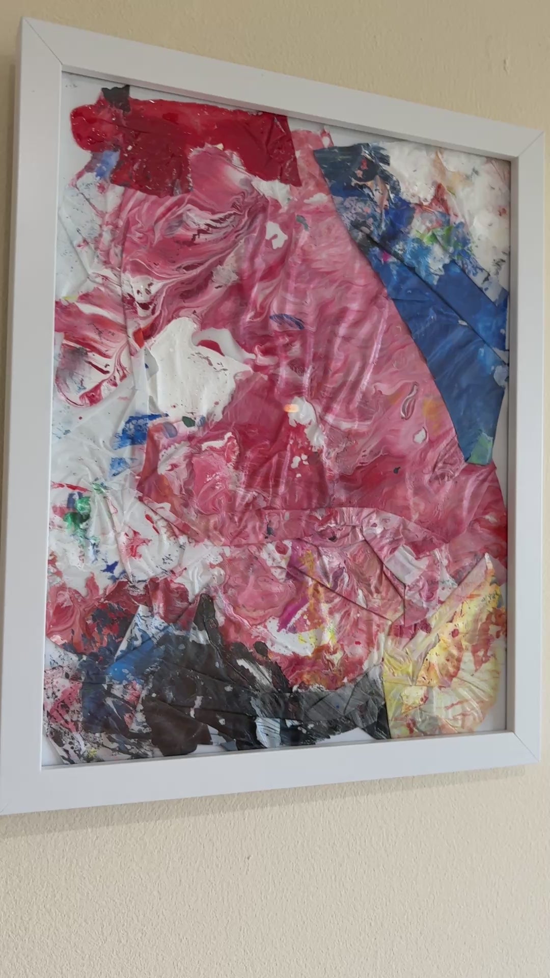 Abstract colour Collages (3) - Mix media acrylic painted, Framed: 22.3cm x 27.4cm