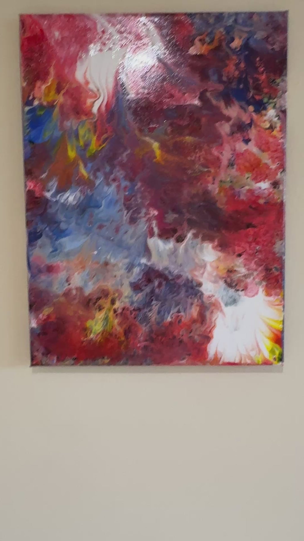 Fuzzy colour Splash - Original Abstract Painting, acrylic paint pour. 30 x 40 cm