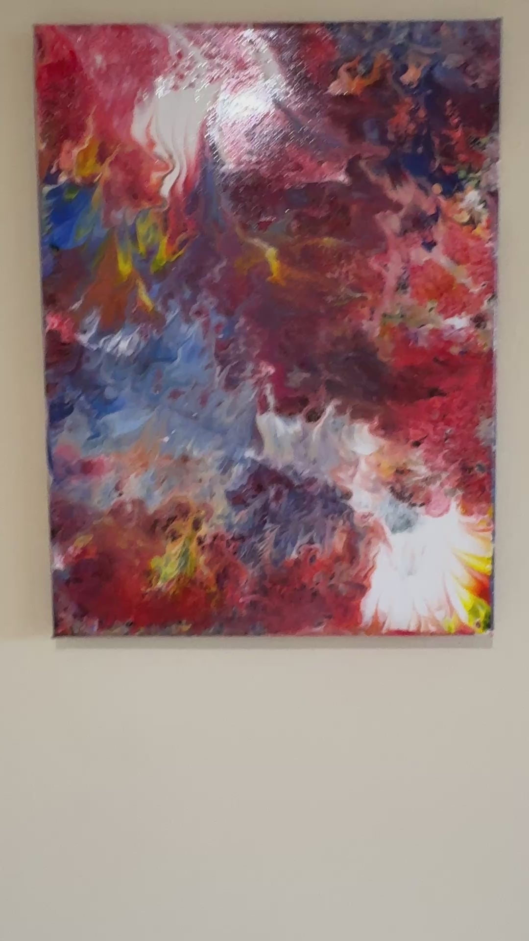 Fuzzy colour Splash - Original Abstract Painting, acrylic paint pour. 30 x 40 cm