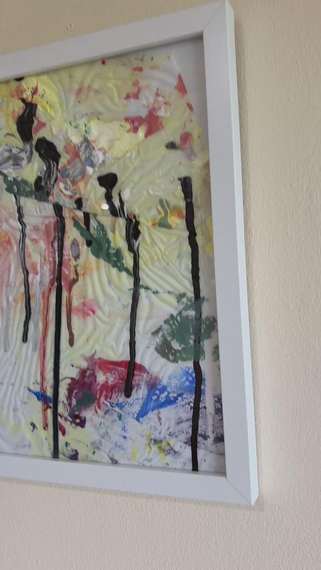 Abstract colour Collages (3) - Mix media acrylic painted, Framed: 22.3cm x 27.4cm